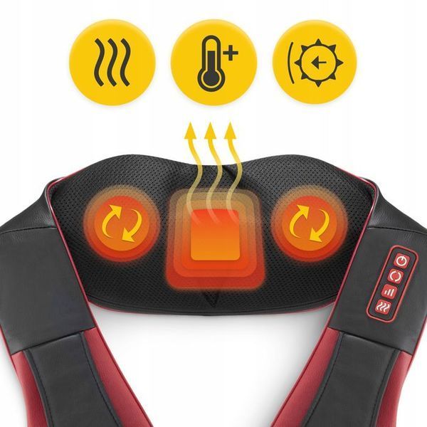 Накидка-масажер 4FIZJO Shiatsu Pro+ для шиї та спини Black/Red (P-5907739319074) P-5907739319074 фото