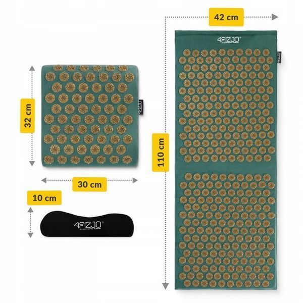 Килимок акупунктурний з подушкою 4FIZJO Ergo Mat XL Аплікатор Кузнєцова Navi Green/Gold (P-5907739315083) 144690-2692 фото