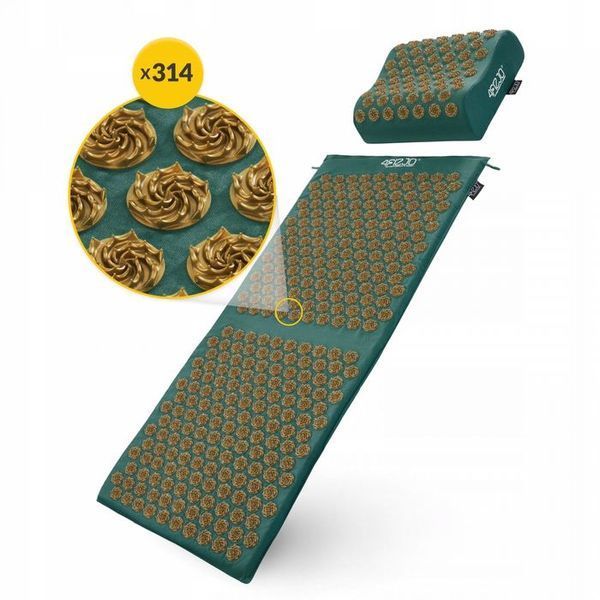 Килимок акупунктурний з подушкою 4FIZJO Ergo Mat XL Аплікатор Кузнєцова Navi Green/Gold (P-5907739315083) 144690-2692 фото
