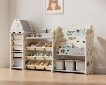 Стелаж з контейнерами + книжкова полиця 3в1 &ldquo;Tree Maxi&rdquo; Пастель TM-052W фото