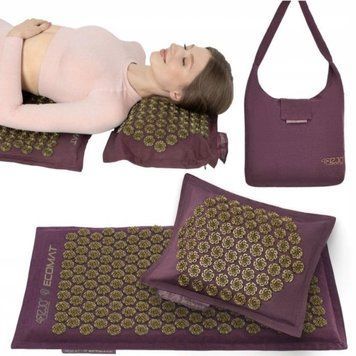 Килимок акупунктурний з подушкою 4FIZJO Eco Mat Аплікатор Кузнєцова Wine Red/Gold (P-5907739312907) 147963-2692 фото