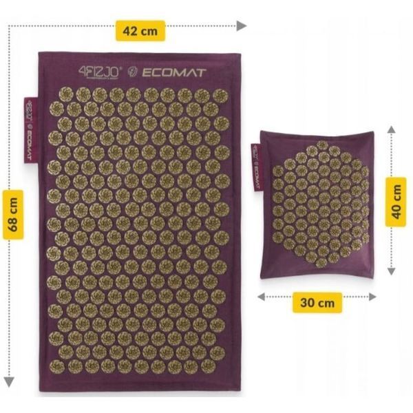 Килимок акупунктурний з подушкою 4FIZJO Eco Mat Аплікатор Кузнєцова Wine Red/Gold (P-5907739312907) 147963-2692 фото