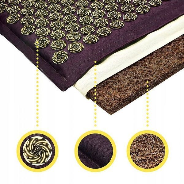 Килимок акупунктурний з подушкою 4FIZJO Eco Mat Аплікатор Кузнєцова Wine Red/Gold (P-5907739312907) 147963-2692 фото