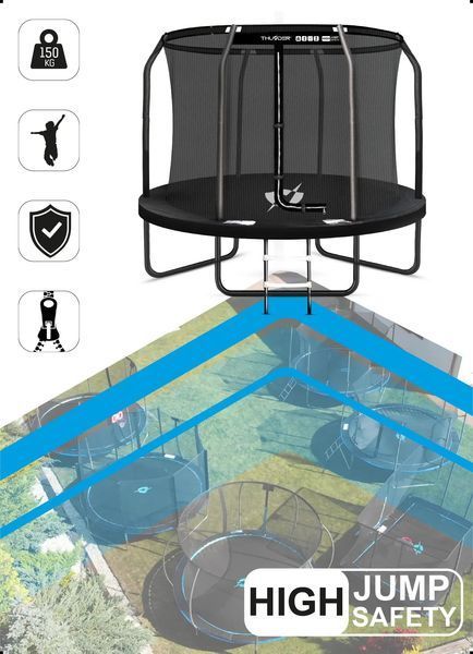 Батут THUNDER INSIDE ELITE з внутрішньою сіткою 14 футів 427 см чорний INSIDE-ELITE-14FT-BLACK фото