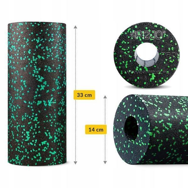 Масажний ролик 4FIZJO EPP PRO+ 33 x 14 см (валик, роллер) гладкий Black/Green (P-5907222931424) 144694-2692 фото
