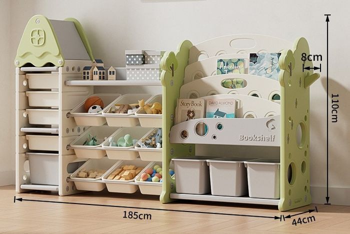 Стелаж з контейнерами + книжкова полиця 3в1 &ldquo;Tree Maxi&rdquo; Салатовий TM-052G фото